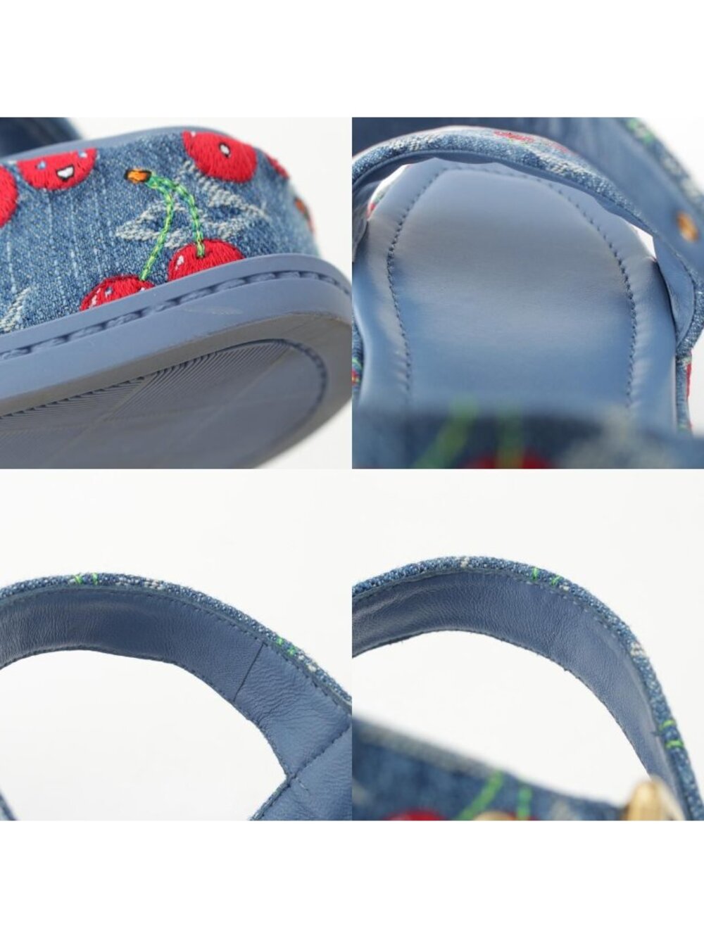 Louis Vuitton Denim Takashi Murakami Cherry Maya Platform Sandals Blue - Picture 10 of 10